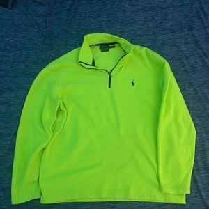 Large Neon Green Polo Performance Sweater (Fleece)